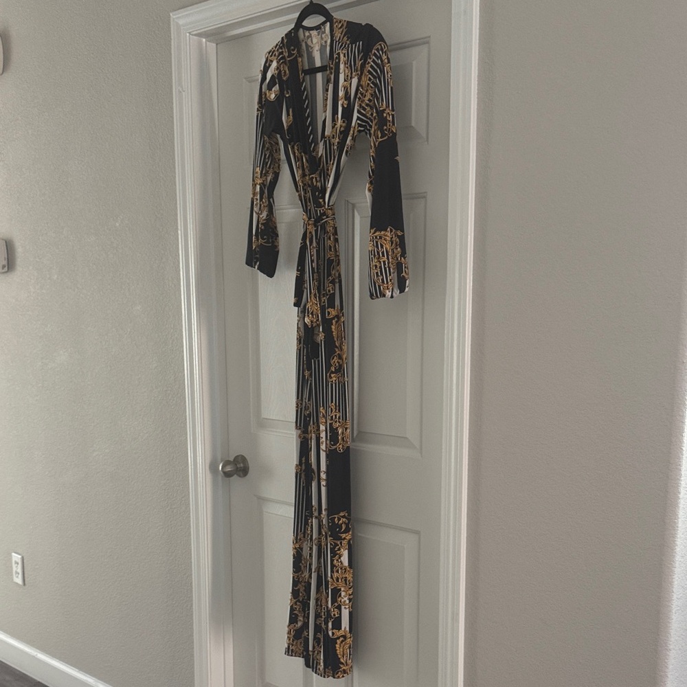 Black and Gold Patterned Jumpsuit